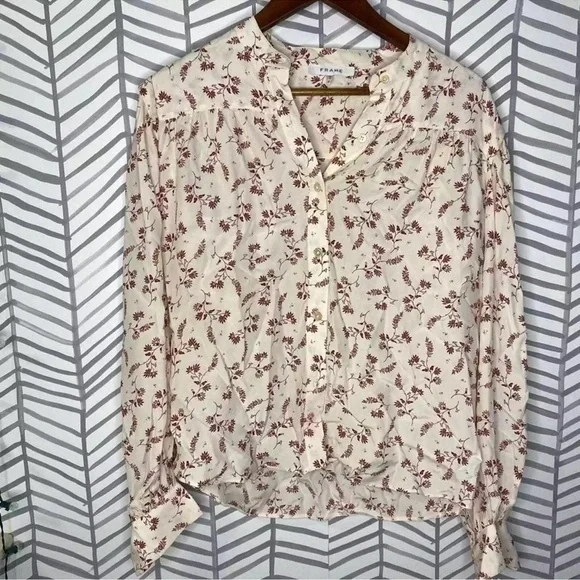 Frame Denim Pink Buttoned Blouse with Mandarin Collar - Picture 6 of 7